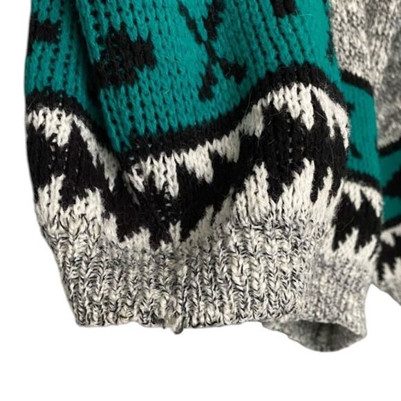 Vintage Adele Knitwear Teal Southwestern Compass Sweater Small Medium - Picture 6 of 8